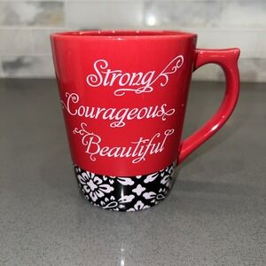 Strong Courageous Beautiful Psalm 16:11 Coffee Mug Cup Red 10oz. DaySpring 82905